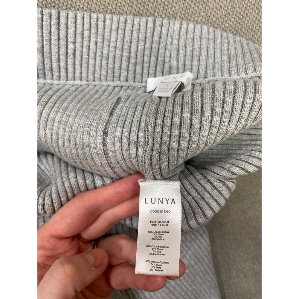 Lunya Cozy Cotton Silk Ribbed Bike Short, Womens, Large, Heather Gray - Picture 3 of 5